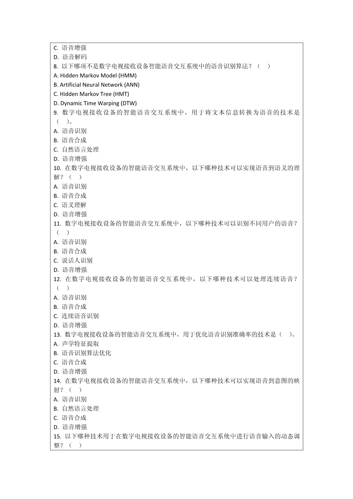 數(shù)字電視接收設(shè)備智能語音交互系統(tǒng)研發(fā)考核試卷